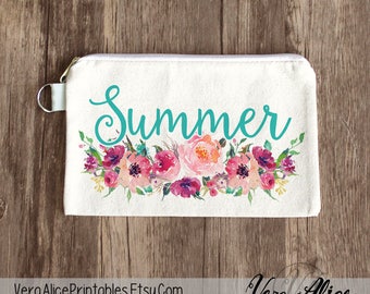 Bridesmaid Makeup Bag, Make Up Bag, Bridesmaids Gifts, Monogram Cosmetic Bag, Floral Makeup Bag, Bridesmaids, Will You Be My Bridesmaid Bag