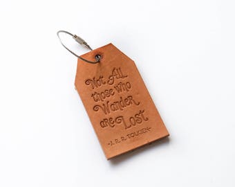 Not All Those Who Wander Are Lost Luggage Tag - Personalized Leather Luggage Tag - Travel Gift for Traveler - Wanderlust Gift - Leather Tag