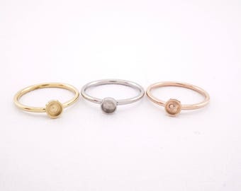 Stainless Steel Bezel Cup Ring 4.2mm -- Bezel Ring - Bezel Ring Setting - Stainless Steel Ring Blank - cabochon ring