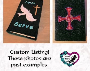 Bible cover, quilted bible cover, bespoke gift, applique, quilted gift, book cover, gifts for him, gifts for her, quilted book cover