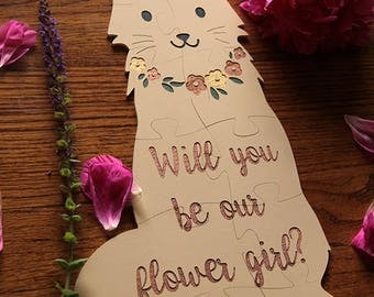 Flower Girl Puzzle, Cat Puzzle, Will you be our Flower Girl, Flower Girl Proposal, Ask Flower Girl
