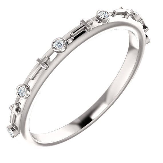 14K White or Yellow Gold .03 CTW Diamond Cross Ring Religious Jewelry Gift