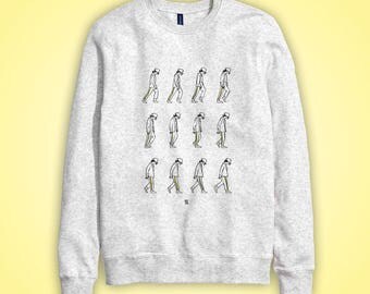 Sweatshirt casual MOONWALK Michael Jackson dancing dance King of Pop gris grey gray dessin illustration