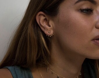 Ear Jacket minimal earrings - Ball-shaped ear jacket earrings - Minimal earrings - Minimal ear jacket - Minimal jewelry - Dainty ear jacket
