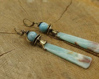 Geometric earrings Amazonite gemstone