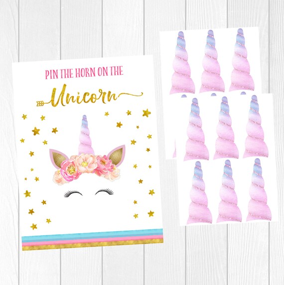 pin the horn on the unicorn pin unicorn printable game pin