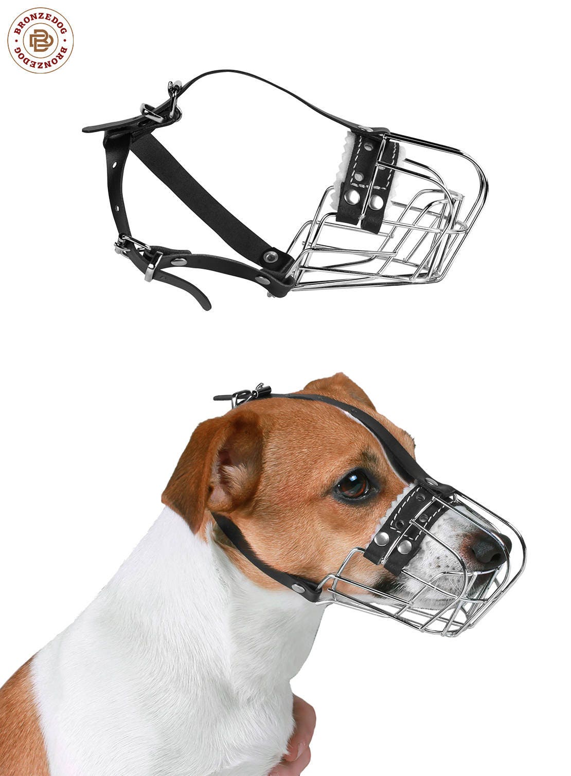 Wire Basket Jack Russell Terrier Dog Muzzle Metal Leather