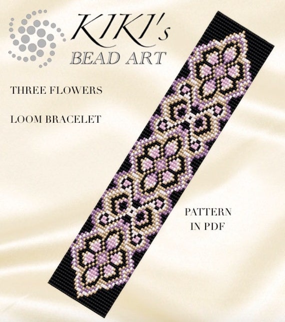 Download Bead loom pattern Three flowers LOOM bracelet pattern in PDF