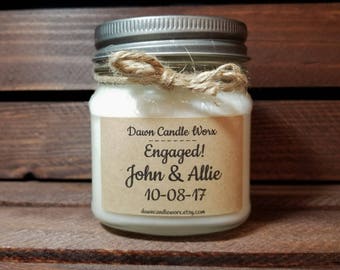 8oz Personalized Engagement Gift - Soy Candles Handmade - Wedding Candle - Engagement Candle - Bride Gift - Bridal Shower Gift - Custom Gift