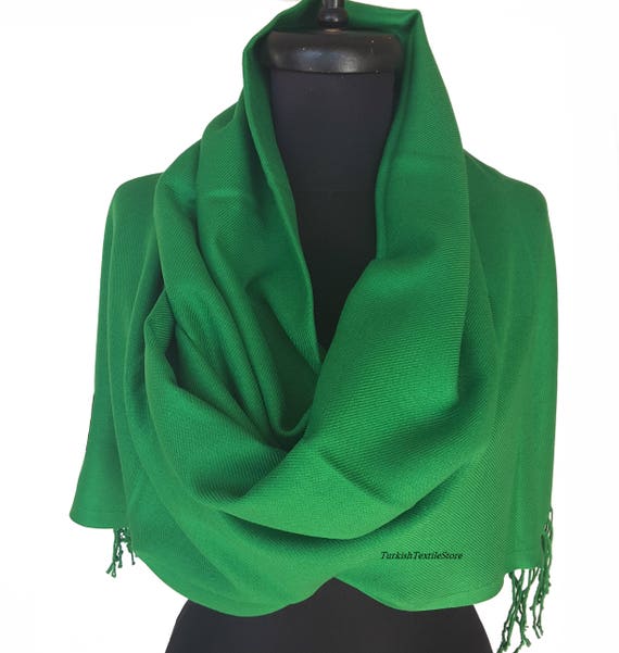 Bright Green Pashmina Scarf Forest Green Shawl Green Cashmere