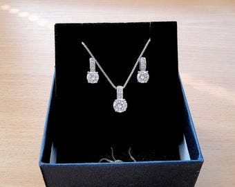 Bridal set bridal earrings bridal necklace bridal jewelry set gift bridal necklace set bridesmaid jewelry earrings necklace set gift mom