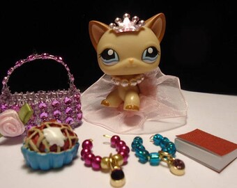 Lot Accessoires Littlest Pet Shop - Tenue Rose Chat Et Chien, Authentique Hasbro