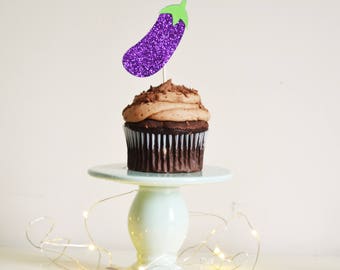 Eggplant Cupcake Topper, Bachelorette Party, Birthday Party, 21st Birthday