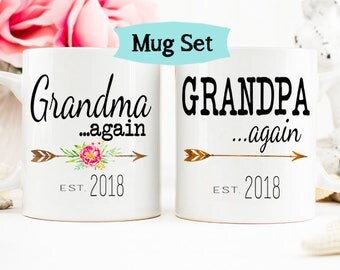 Grandparents AGAIN mug, Pregnancy Reveal Mug, Grandparents again, Baby Announcement, Grandparent Mug, Gift for Grandparents, Grandma mug