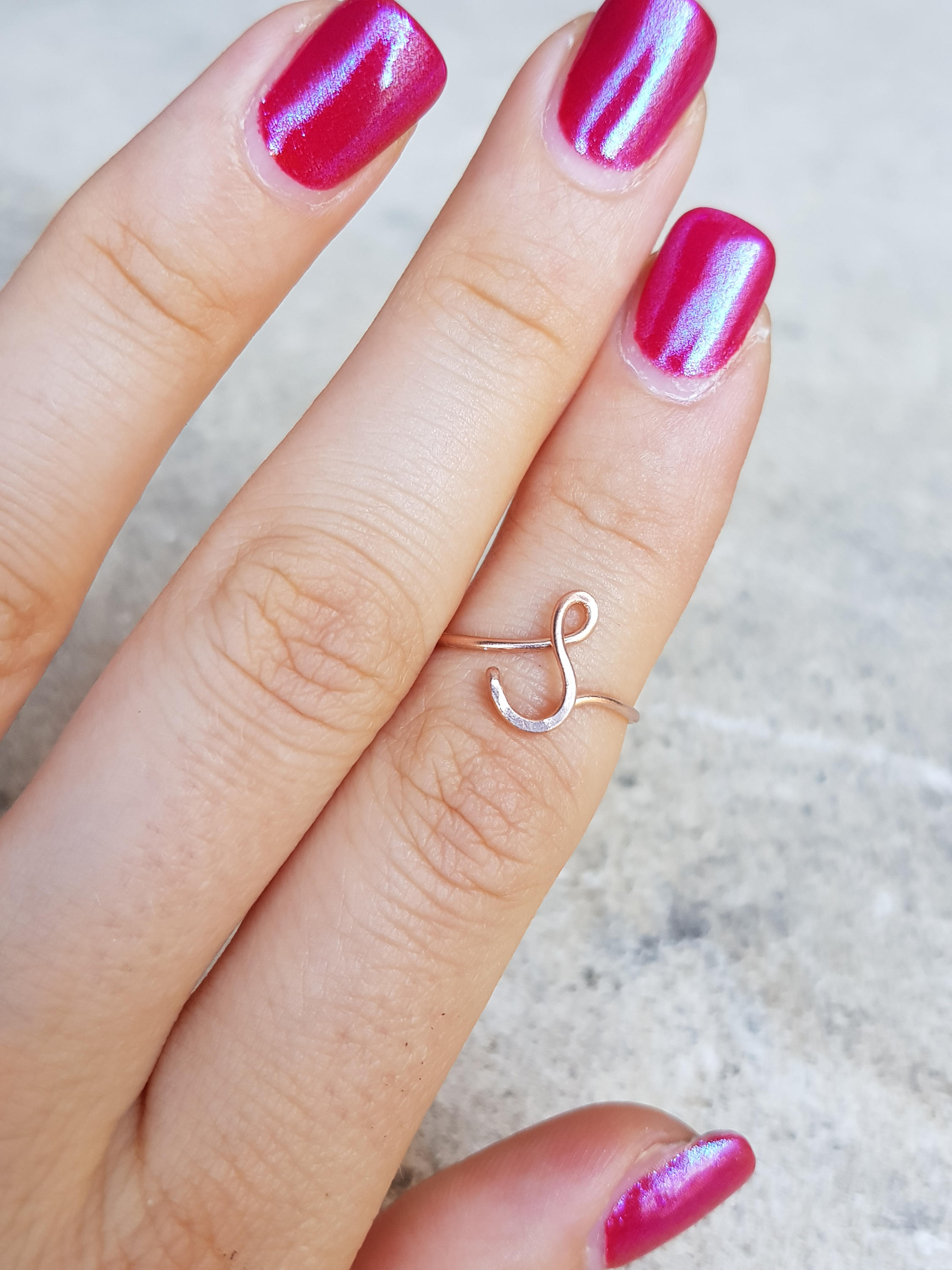Initial ring letter S ring personalized wire initial ring wire