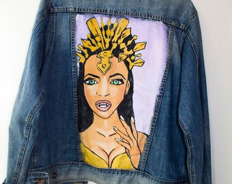 Handpainted Aaliyah denim Jacket size M oversized fit