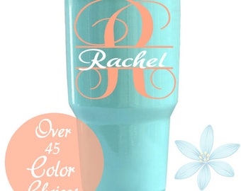 Yeti Decal, Tumbler Decal For Women, Yeti Cup Decal, RTIC Decal, Ozark Trail Decal, Monogram Decal, Initials Name Decal, Yeti 30oz Decal