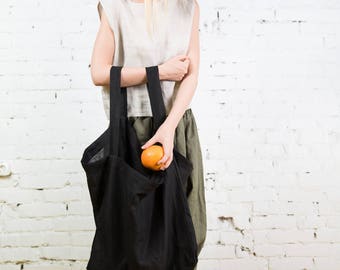 Linen bag, Natural linen oversize Bag, Washed linen, Shoulder Bag, Weekender Beach Bag, Sac Cabas/LT0005