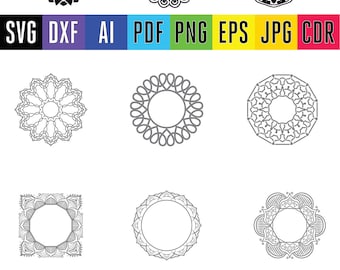 Mandala Monogram svg 9 Mandala svg files floral circle monogram svg monogram cut file digital cutting file Cricut and silhouette designs