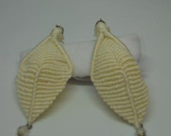 Macrame beige handmade earrings