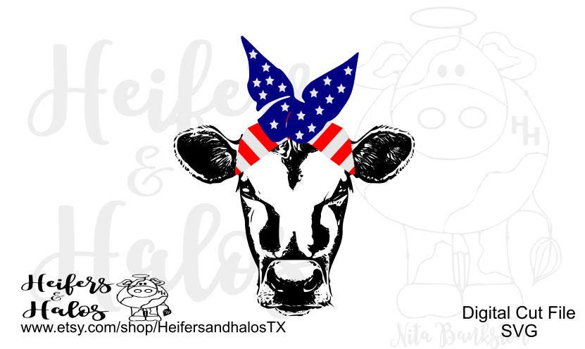 Download Patriotic Bandana heifer svg png pdf eps dxf cut file for