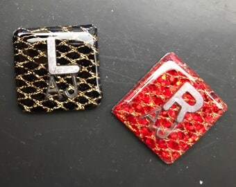Square Xray Markers Customized w/ Initials Black/Red
