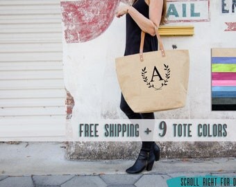 Bridesmaid Gifts, Gift for Her, Bachelorette Party Bridesmaid Totes, Monogram Tote Bag, Beach Bag, MOB Gift, Gift Woman, School Supplies