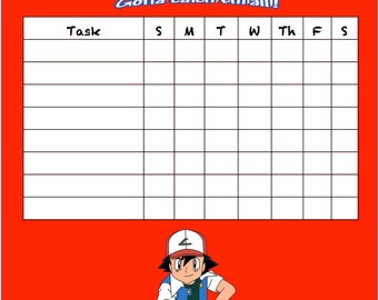 Pokemon Chore Chart