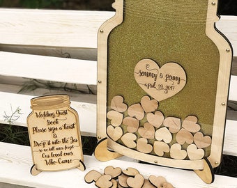 Wedding Guest Book, Wedding Guest Book Alternative, Mason Jar Guest Book, Drop Box, Wedding Mason Jar, Wedding, Dark Wood Border GuestBook