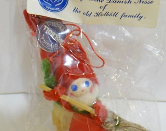 Vintage Holboll Christmas Ornament Nisse Gnome Elf Danish Handcrafted Denmark Rare Decoration
