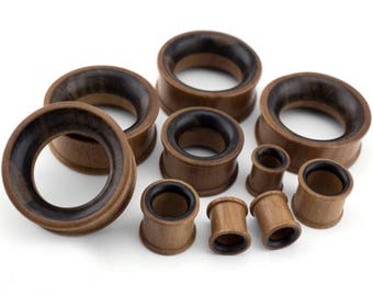 Two Tone Organic Saba & Sono Concave Wood Plugs/Tunnels