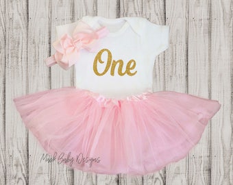 First Birthday Outfit Girl, Girls first birthday outfit, 1st Birthday Girl Outfit, Pink Gold first Birthday Outfit,Birthday Dress, Pink Tutu