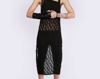 INTRO SALE Women Singlet Layered Long Front / Cyberpunk Dystopian Alternative Festival Industrial Unique Minimalist Ladies S M L Black