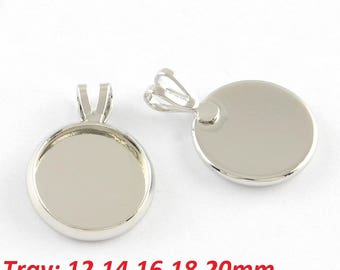 12mm,14mm,16mm,18mm,20mm Flat Round Tray Brass Pendant Cabochon Blank Settings Jewellery Making