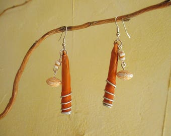 Orange EARRINGS made of recycled Nespresso capsule, entirely handmade.