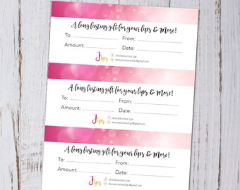 Printable Gift Certificate LipSense SeneGence Gift Card
