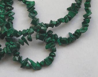 MALACHITE gemstone CHIPS raw green stone beads
