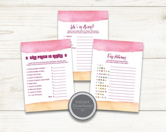 Tribal Arrow Baby Shower Printable Baby Shower Games Instant Download: The Price is Right, Emoji Pictionary, Who's my Mommy