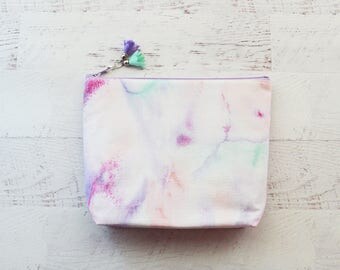 Marble make up bag - pink makeup bag - bridesmaid gift - pink cosmetics bag - purse organizer - marble print bag - bridal shower gift - bag