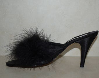Vintage FREDERICKS of HOLLYWOOD Slippers/ Marabou Feather