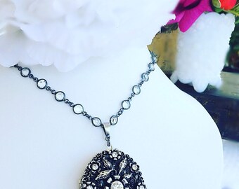 Locket Necklace - Silver - Flower Locket - Victorian - VICTORIAN Signature Locket