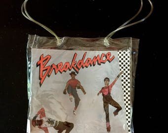 Rare Vintage BREAKDANCE Clear Vinyl Tote Bag / 80's BREAKIN' Shoulder Bag / Breakdance Record Album Purse