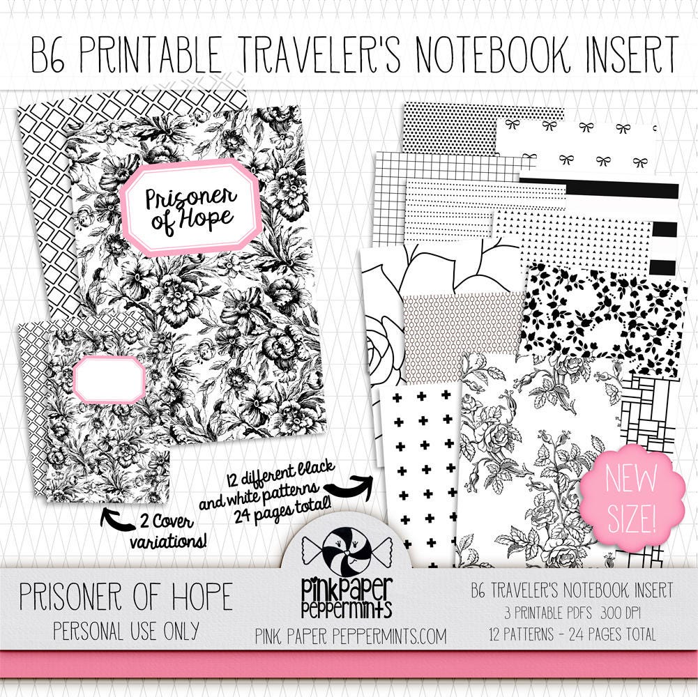 Free Printable B6 Travelers Notebook Inserts