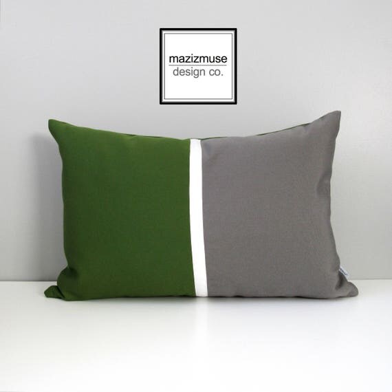 Green & Grey Outdoor Pillow Cover Modern Pillow Case