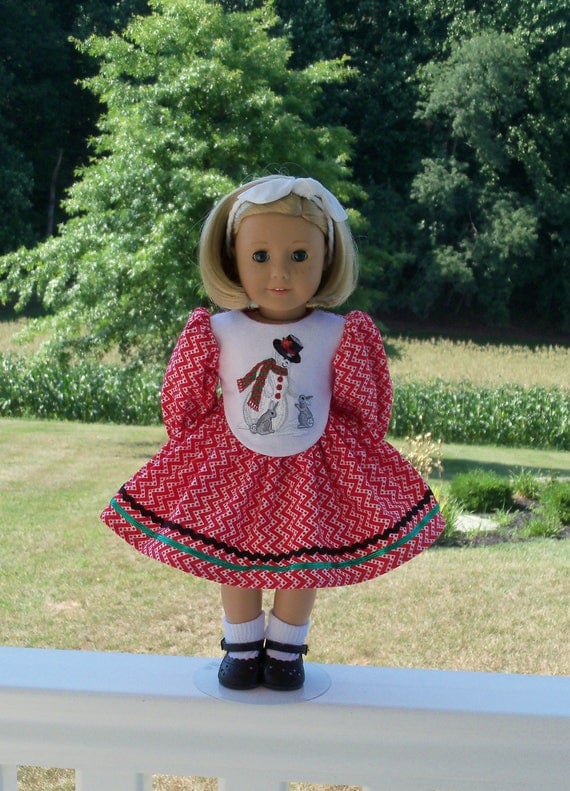 SUPER SATURDAY SALE! 18" Size/ Embroidered Christmas Dress Fits American Girl or Other 18" Doll
