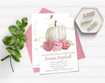 Fall Bridal Shower Invitations, Fall Floral Bridal Shower Invitations, Rustic Fall Bridal Shower Invitations