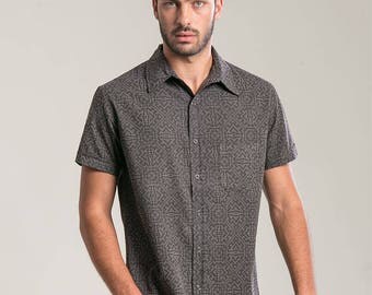 Psychedelic Elegant Shirt Mens Button Up Short Sleeve Shirt Button Down Shirt Trendy Mens Shirt Fathers Day Gift