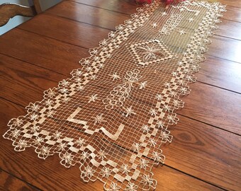 French Lace Runner Vintage Table Runner Dresser Scarf