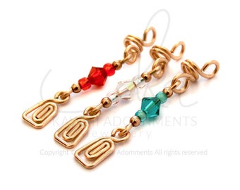 Loc Jewelry 14K Gold Filled / Loc jewelry Swarovski Crystal / hair accessories will fit Sisterlocks / microlocs / 2mm or 3mm hole
