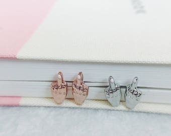 Middle Finger Earrings Stud Earrings Rose Gold Silver Fuck Earrings Fuck You Earrings FU Earrings Gift for Her Birthday Gift